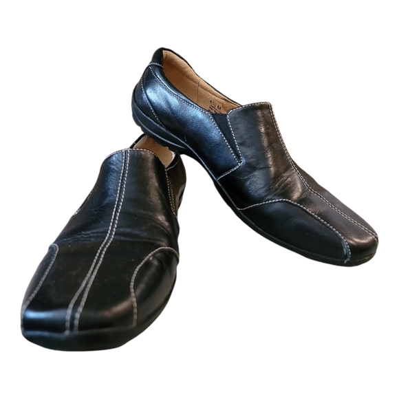 Naturalizer loafer 6.5 womens black leather flats 7/8" heel office casual comfy - Picture 2 of 7